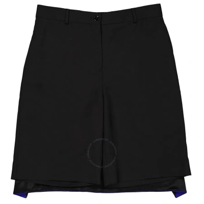 Burberry Ladies Black Geometric Print Panel Mohair Wool Shorts