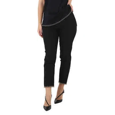 Pre-owned Burberry Ladies Black Hanover Ring-pierced Wool Tailored Trousers, Brand Size 8
