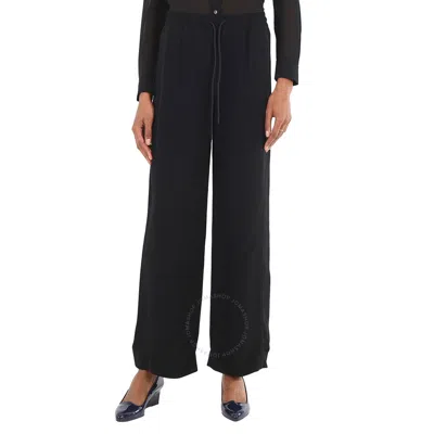 Burberry Ladies Black High-waisted Wide-leg Trousers