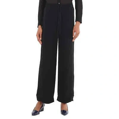 Pre-owned Burberry Ladies Black High-waisted Wide-leg Trousers, Brand Size 4 (us Size 2)
