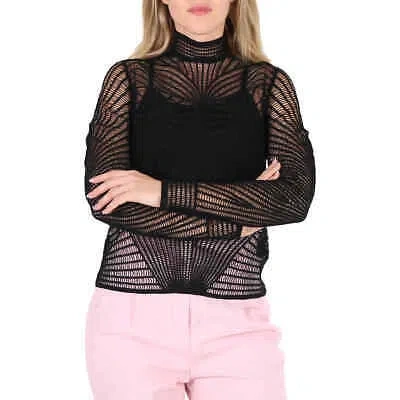 Pre-owned Burberry Ladies Black Knitted Pullover Turtleneck Sweater