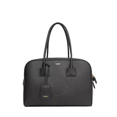 Burberry Ladies Black Large Leather Half Cube Bag