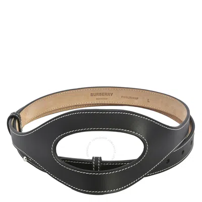 Burberry Ladies Black Leather Cut-out Detail Belt