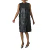 BURBERRY BURBERRY LADIES BLACK LEATHER FRINGED SHIFT DRESS