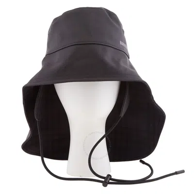 Burberry Ladies Black Logo Print Drawstring Fisherman Bucket Hat