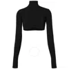 Burberry Ladies Black Long-sleeved Stretch Nylon Cropped Top In Black
