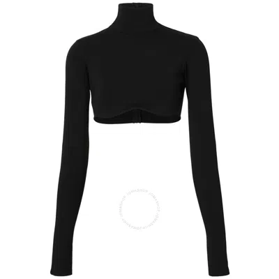 Burberry Ladies Black Long-sleeved Stretch Nylon Cropped Top
