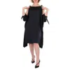 Burberry Ladies Black Miley Strap Detail Location Print Silk Dress In Black