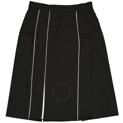 Burberry Ladies Black Piping Detail Wool Skirt