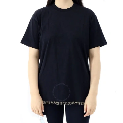 Burberry Ladies Black Ring-pierced Cotton Oversized T-shirt