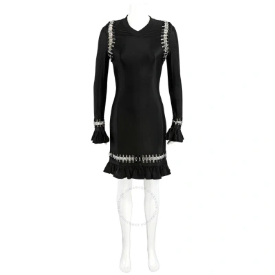 Burberry Ladies Black Ring Pierced Stretch Jersey Mini Dress