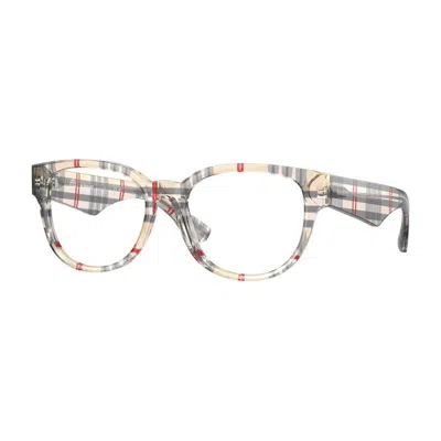 Burberry Ladies Black Round Eyeglass Frames Be2410 4122 In Multi