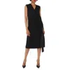 Burberry Ladies Black Sash-detail Midi Dress In Black
