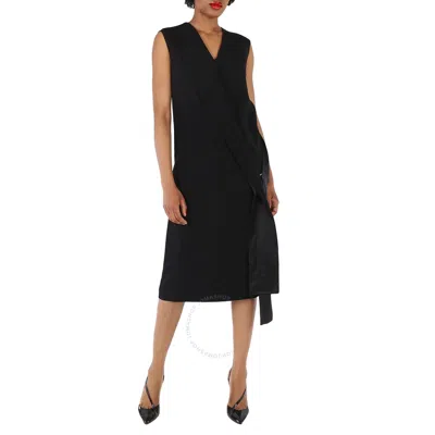 Burberry Ladies Black Sash-detail Midi Dress