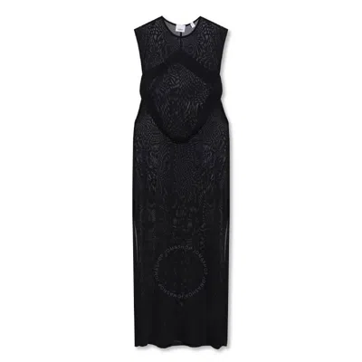 Burberry Ladies Black Side-slit Sheer Maxi Dress