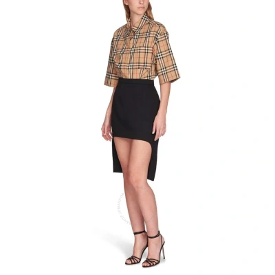 Burberry Ladies Black Step-through High-waisted Skirt