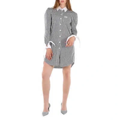 Pre-owned Burberry Ladies Black Striped Cotton Poplin Shirt Dress In Multicolor