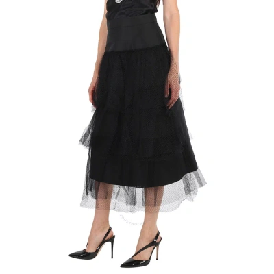 Burberry Ladies Black Tiered Tulle A-line Skirt