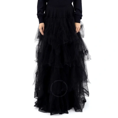 Burberry Ladies Black Tulle Tiered Skirt