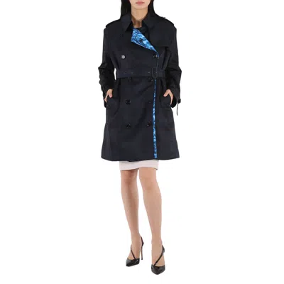 Pre-owned Burberry Ladies Black Vintage Check Technical Loopback Trench Coat In Multicolor