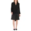 BURBERRY BURBERRY LADIES BLACK WADDED DETACHABLE-WARMER WOOL TAILORED JACKET