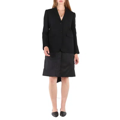 Burberry Ladies Black Wadded Detachable-warmer Wool Tailored Jacket