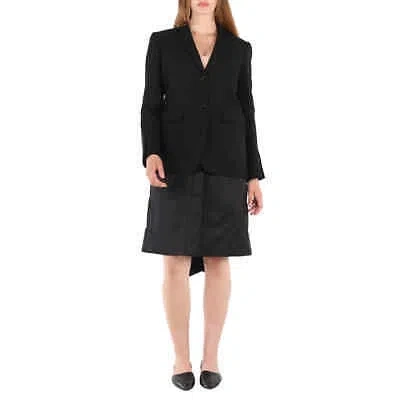 Pre-owned Burberry Ladies Black Wadded Detachable-warmer Wool Tailored Jacket, Brand Size