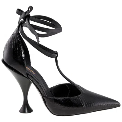 Burberry Ladies Black Welton T Strap Ankle Tie Pumps