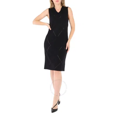 Burberry Ladies Black Wool-blend Midi Dress