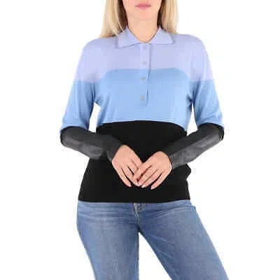 Pre-owned Burberry Ladies Blue Long Sleeve Polo Shirt