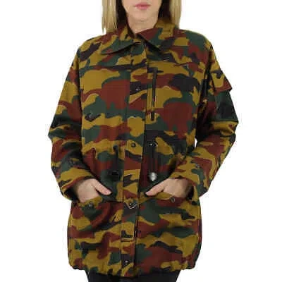 Pre-owned Burberry Ladies Boyfriend Fit Camouflage Print Jacket In Multicolor