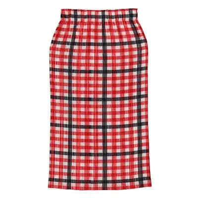 Pre-owned Burberry Ladies Bright Red Check Lorelei Pleated Skirt