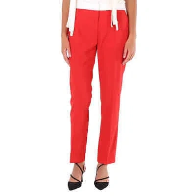 Pre-owned Burberry Ladies Bright Red Hanover Two-tone Wool Tailored Trousers