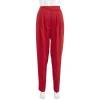 BURBERRY BURBERRY LADIES BRIGHT RED MARLEIGH PLEATED DETAIL WOOL TROUSERS
