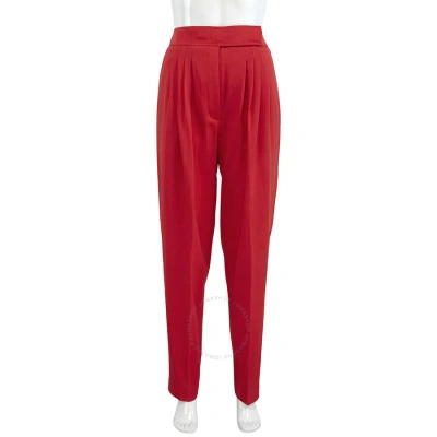 Burberry Ladies Bright Red Marleigh Pleated Detail Wool Trousers