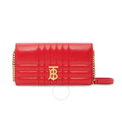 Burberry Ladies Bright Red Quilted Leather Lola Wallet