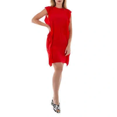 Pre-owned Burberry Ladies Bright Red Silk Crepe De Chine Dress