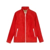 Burberry Ladies Bright Red Suede Bomber In Bright Red