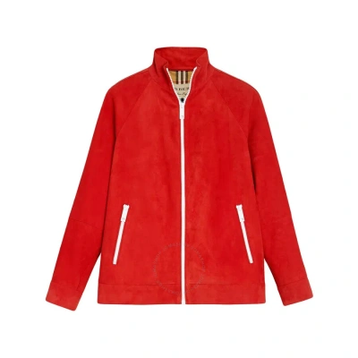 Burberry Ladies Bright Red Suede Bomber