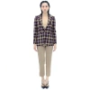 BURBERRY BURBERRY LADIES BURGUNDY CHECK WOOL TWILL BLAZER