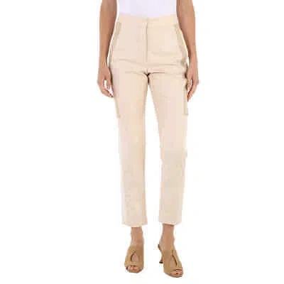 Pre-owned Burberry Ladies Buttermilk Tailored Trousers In Check Description