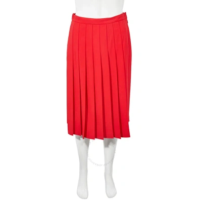 Burberry Ladies Cady Pleated Skirt In Bright Red