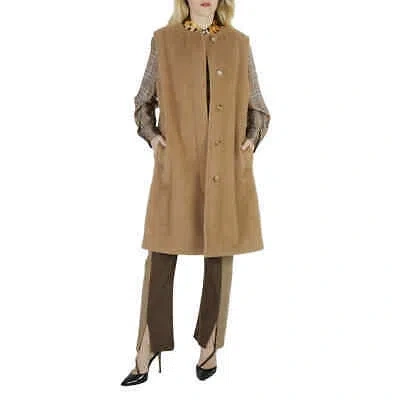 Pre-owned Burberry Ladies Camel Sleeveless Mid-length Single-breasted Coat In Beige