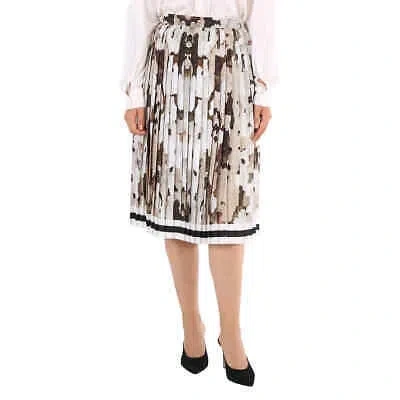 Pre-owned Burberry Ladies Camouflage Print And Stripes Pleated Skirt In Multicolor