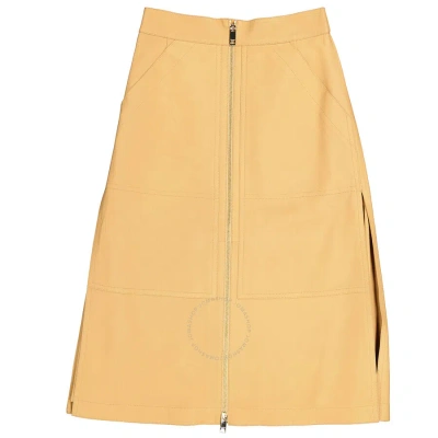 Burberry Ladies Caramel Lambskin High-waisted Skirt