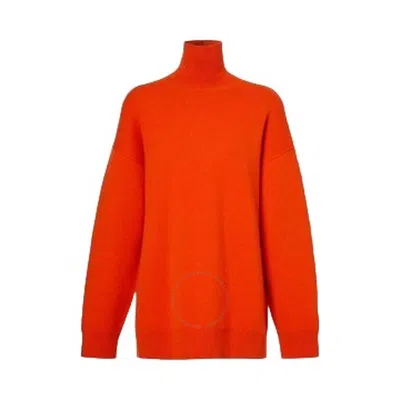Burberry Ladies Cashmere-blend Monogram Motif Furnel Neck Sweater In Orange