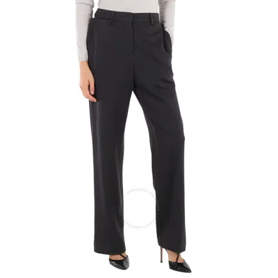 Burberry Ladies Charcoal Grey Straight Cashmere Trousers In Black