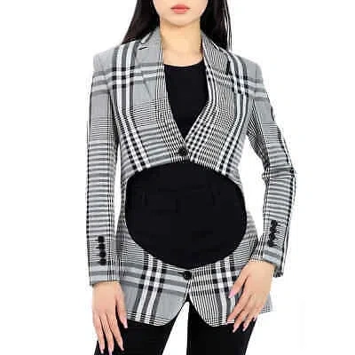 Pre-owned Burberry Ladies Check Single-breasted Technical Blazer In Multicolor