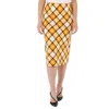 Burberry Ladies Citrus Orange Check Print Stretch Jersey Pencil Skirt In Orange