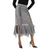 BURBERRY BURBERRY LADIES CLOUD GREY CHANTILLY LACE AND WOOL JERSEY SKIRT